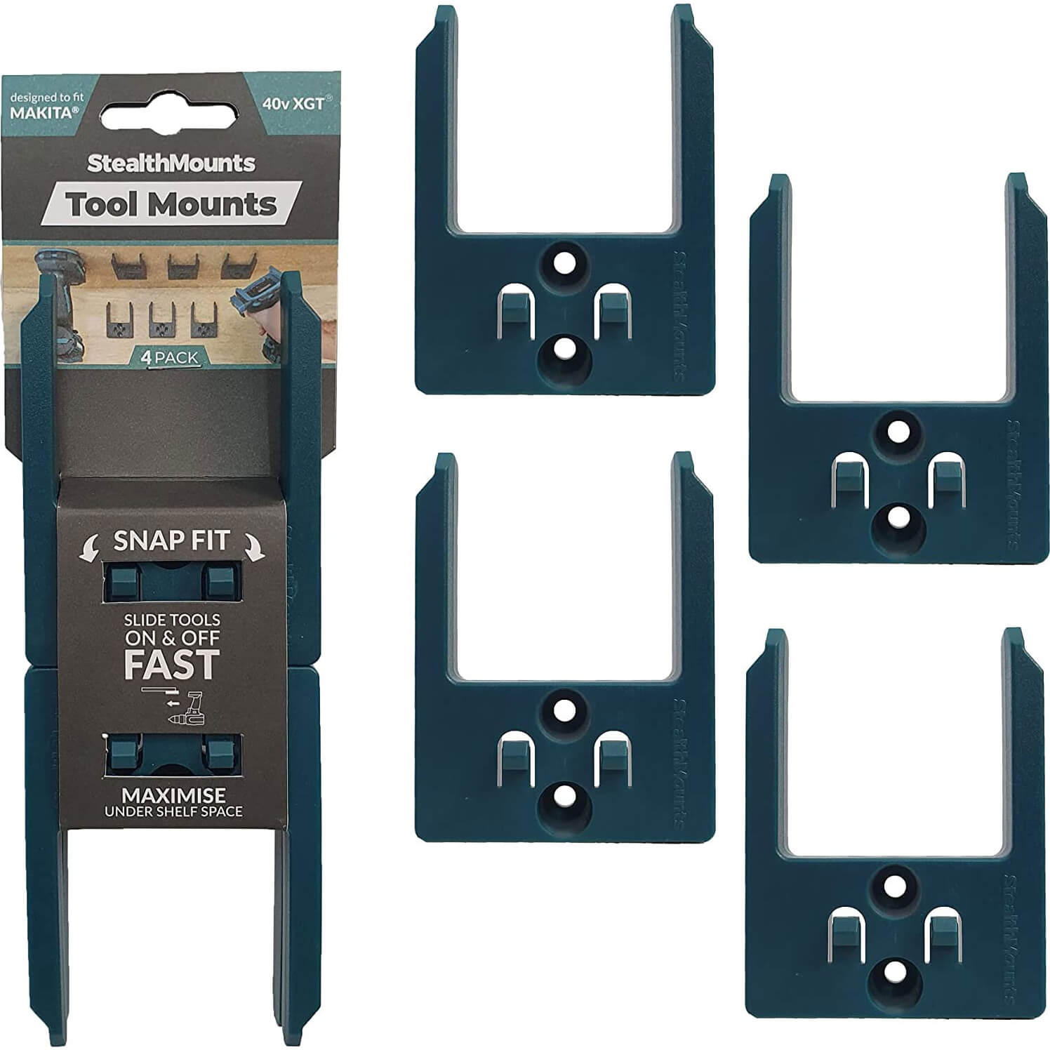 Stealth Mounts 4 Pack Tool Mounts For Makita 40V XGT Tools Blue | Compare The Build