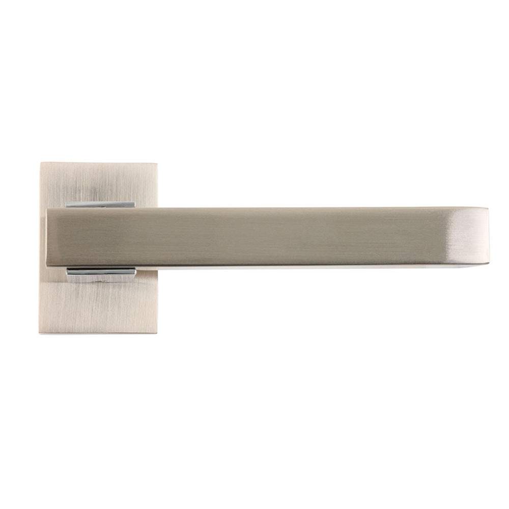 Deanta Argo Lever on Square Rose Door Handle - Satin Nickel &amp; Chrome Polish DHAOHNDSSNCP | Compare The Build