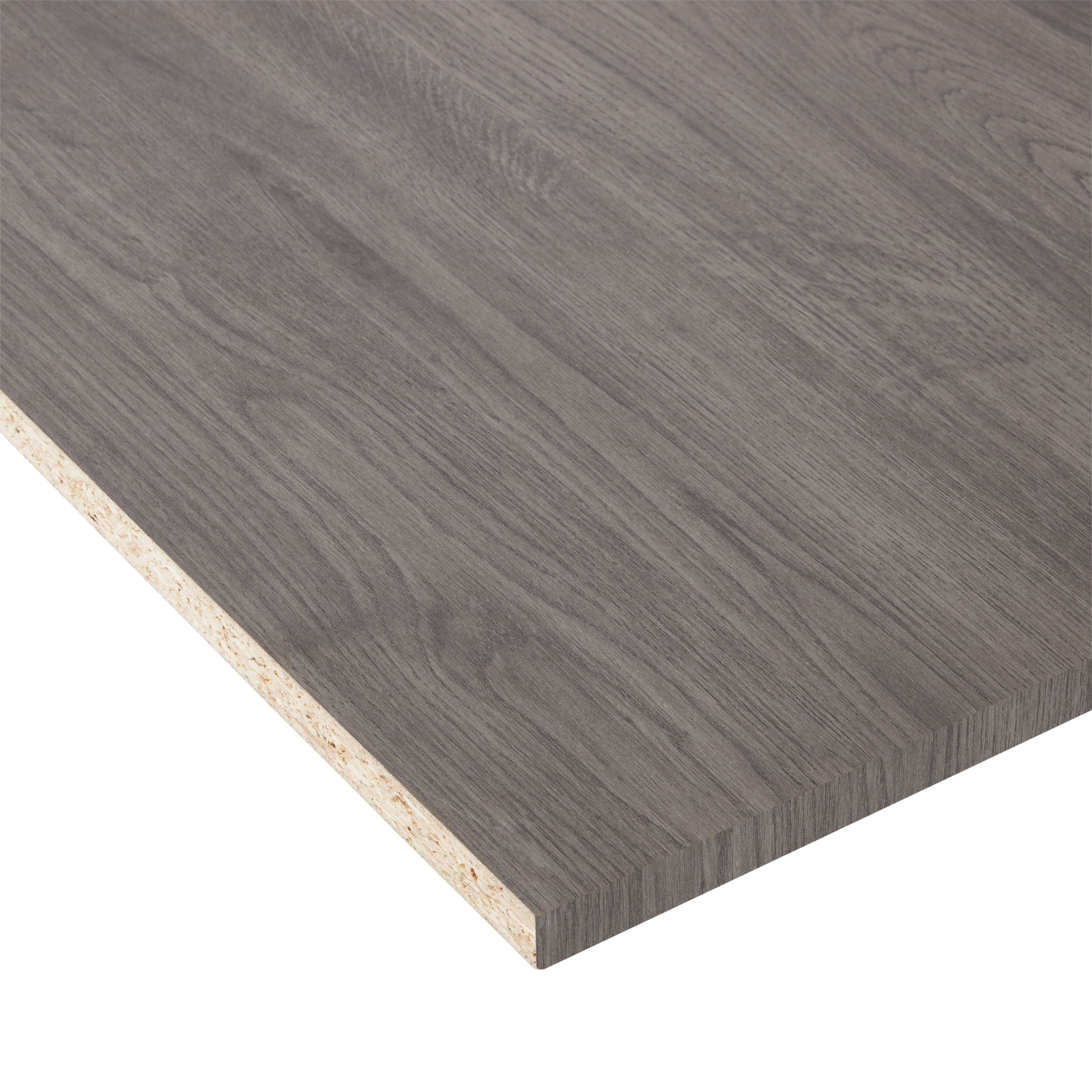 Grey Oak effect Semi edged Furniture panel, (L)2.5m (W)500mm (T)18mm Price Comparisons | Compare The Build