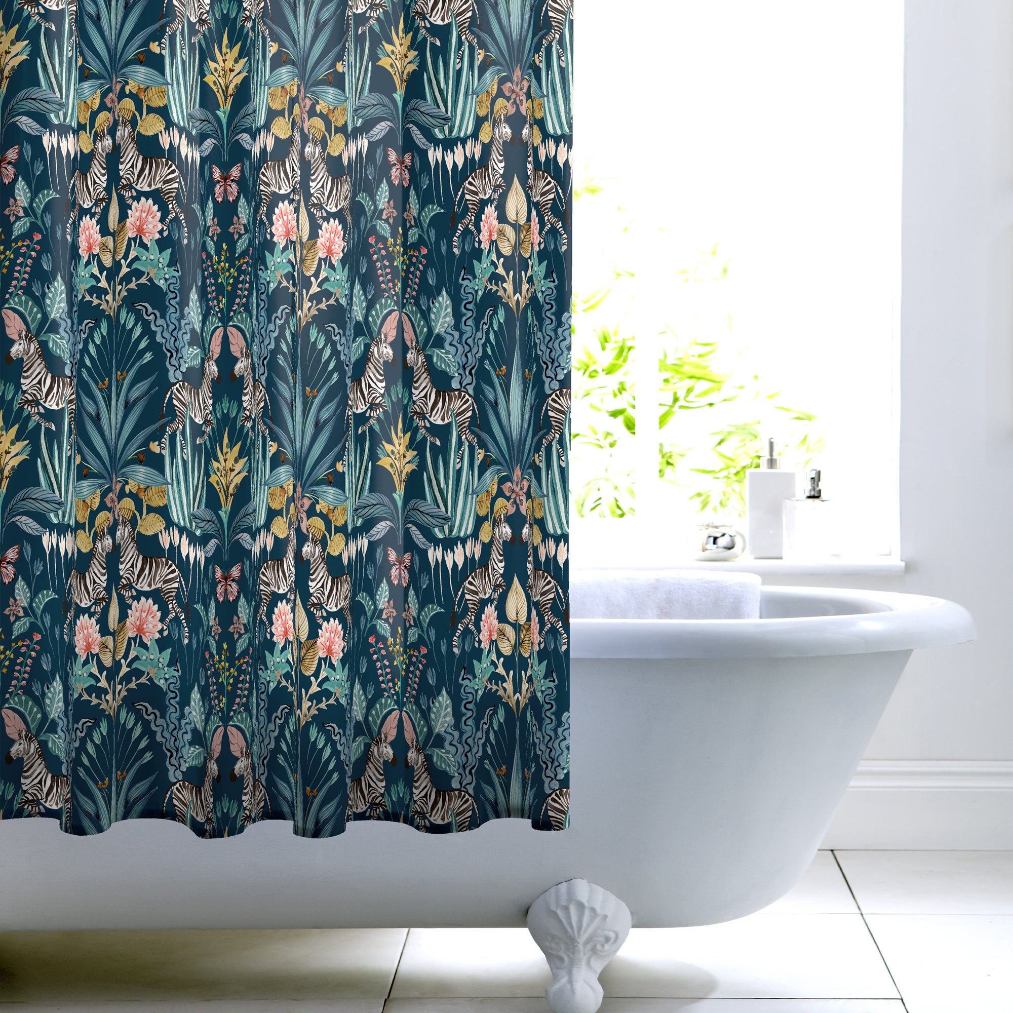 Utopia Dream Shower Curtain Navy Blue/Green/Yellow Price Comparisons | Compare The Build