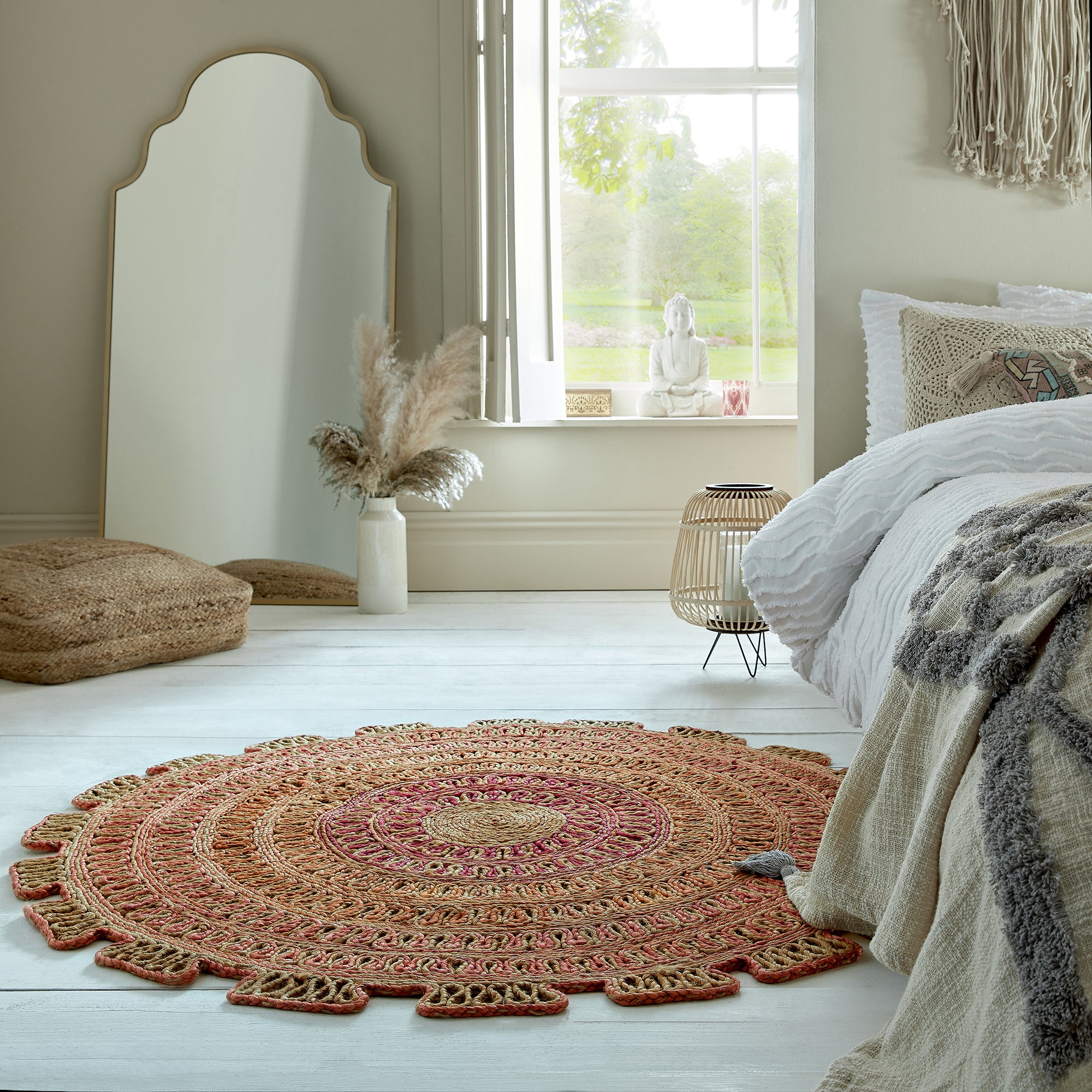 Elora Jute Circle Rug Elora Jute Natural and Pink Price Comparisons | Compare The Build