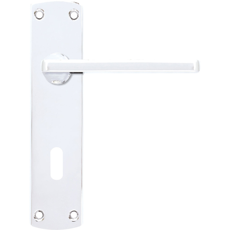 Stanza Leon Door Handles Polished Lock (Pair) in Chrome Plastic | Compare The Build