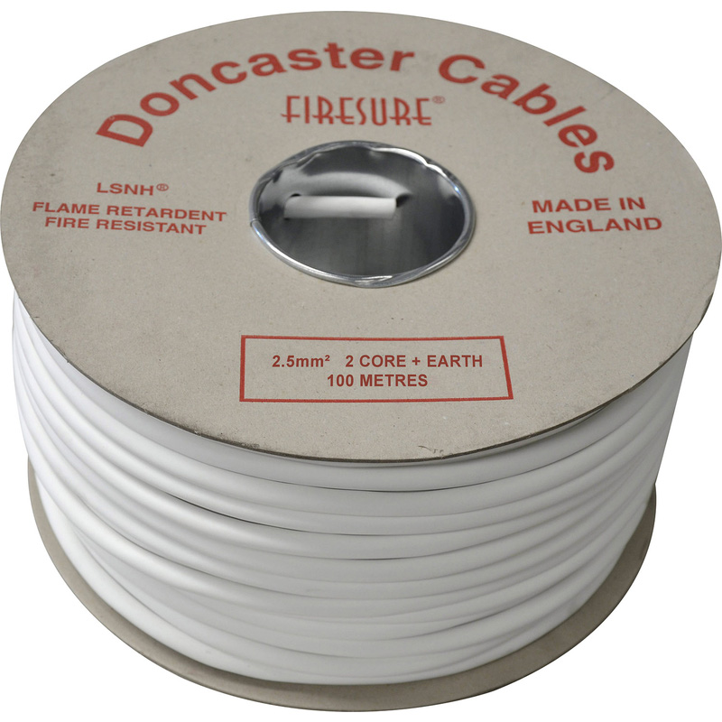 Doncaster Cables Firesure 500 2.5mm x 2 Core Fire Cable + 50 DC34 P Clips 100m in White Price Comparisons | Compare The Build