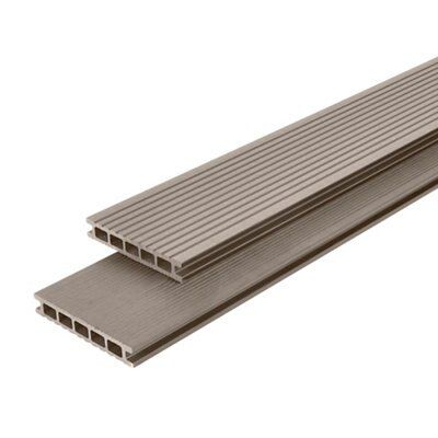 GoodHome Neva Taupe Grey Composite Deck Board (L)2.2M (W)145mm (T)21mm Price Comparisons | Compare The Build