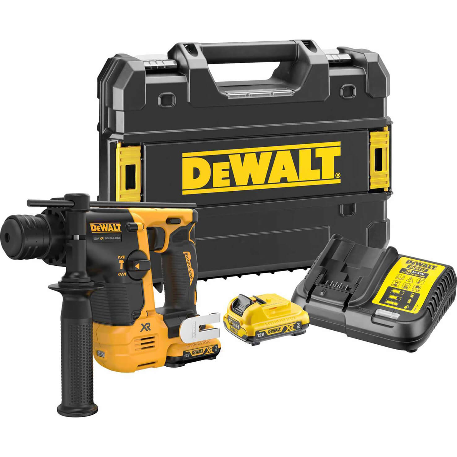 DeWalt DCH072 12v XR Cordless Brushless Ultra Compact SDS Plus Hammer 2 x 3ah Li-ion Charger Case | Compare The Build