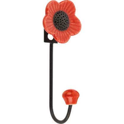 Ceramic Poppy Single Robe Hook - Red Price Comparisons | Compare The Build