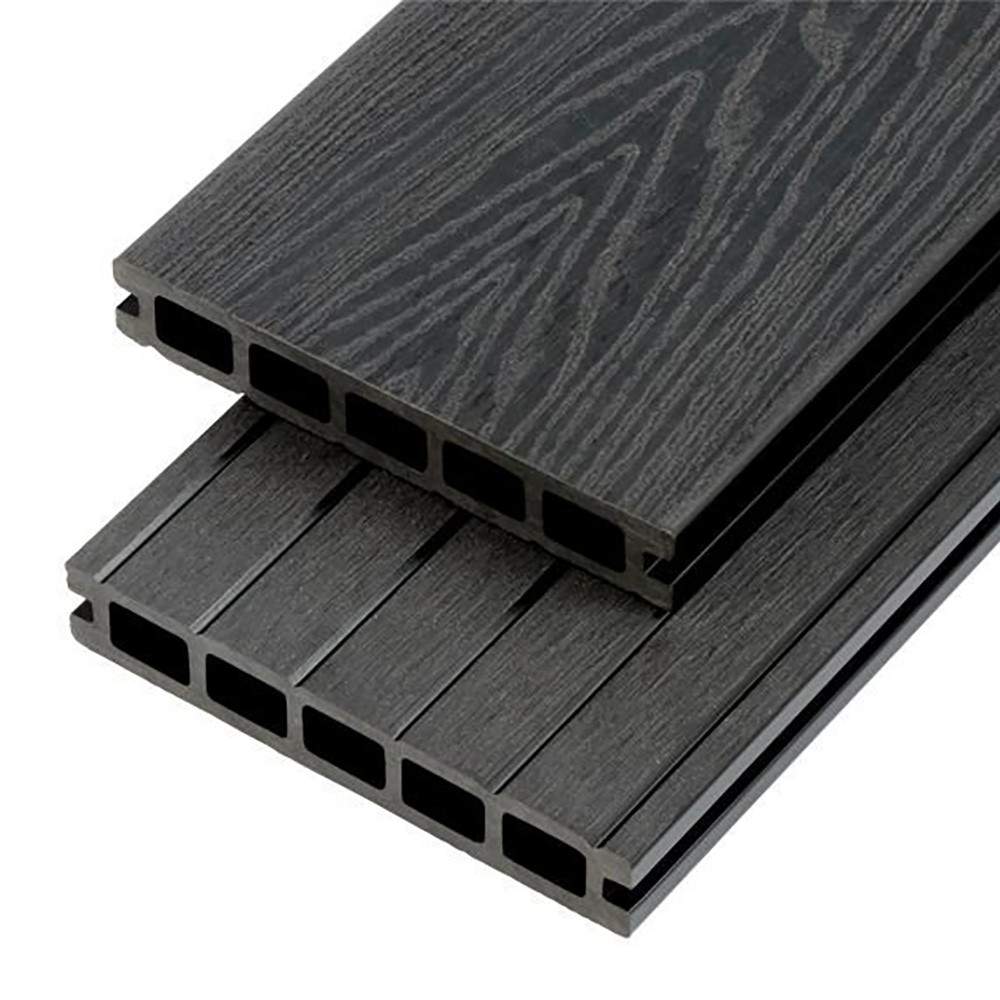 Cladco Woodgrain Hollow Composite Decking Board 2.4m - Charcoal WPCHWB24 | Compare The Build