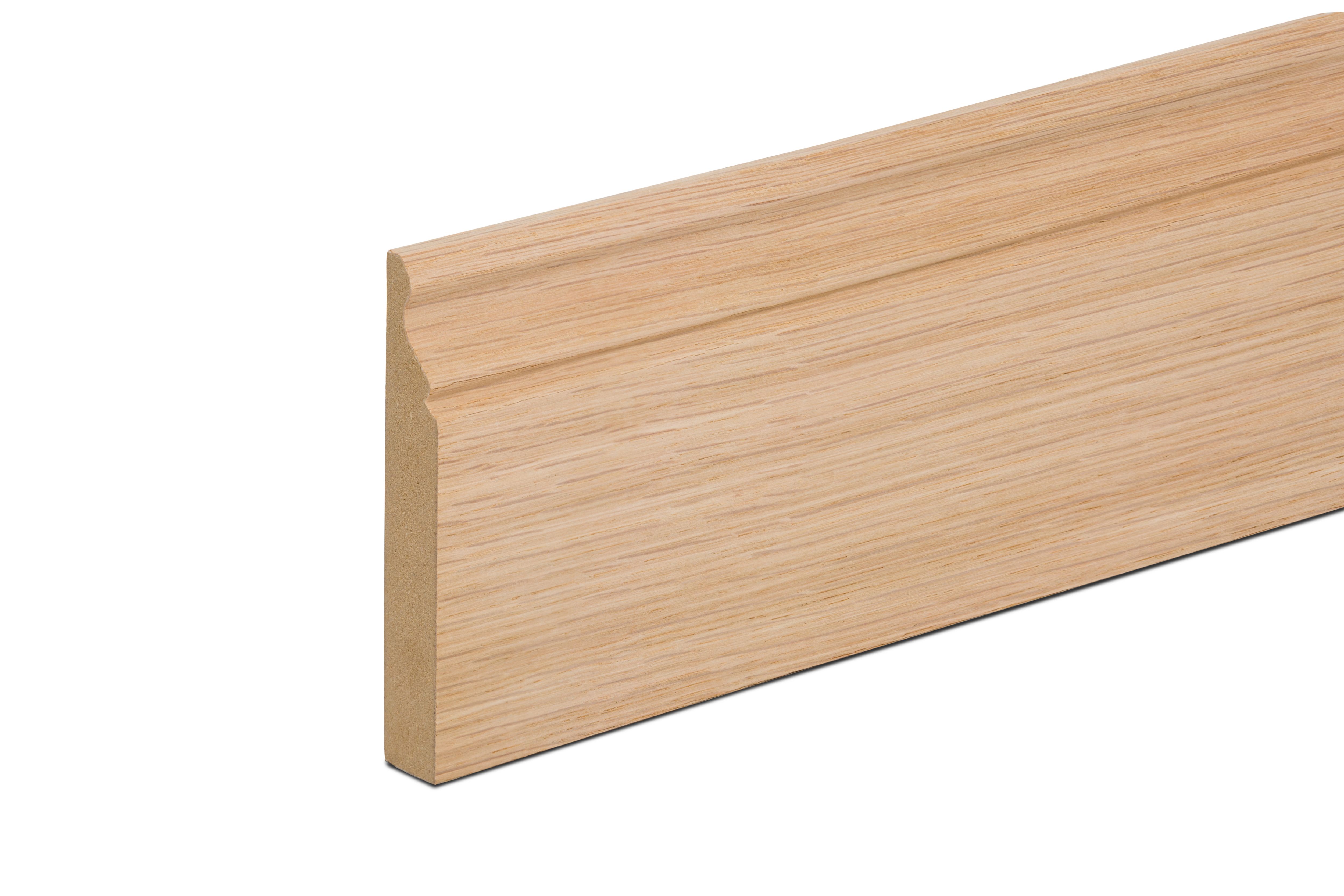 MDF Oak veneer Ogee Skirting board (L)2.4m (W)119mm (T)18mm, Pack of 4 | Compare The Build