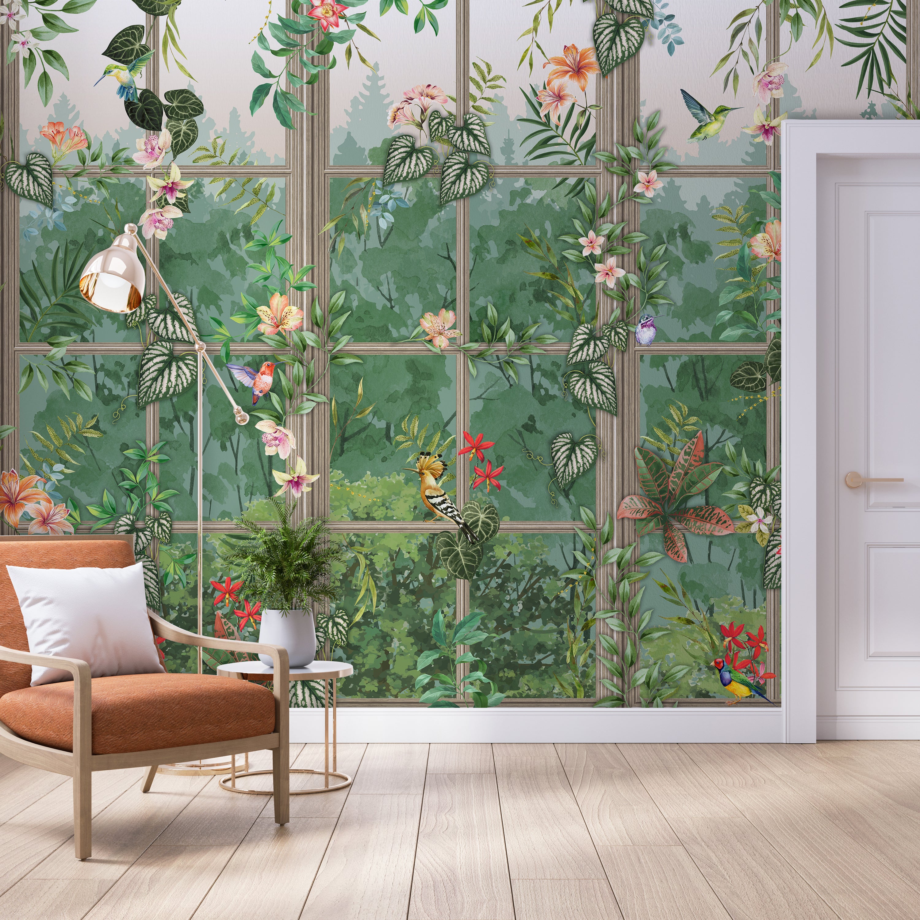 Tropical Panelling Wall Mural Green Price Comparisons | Compare The Build