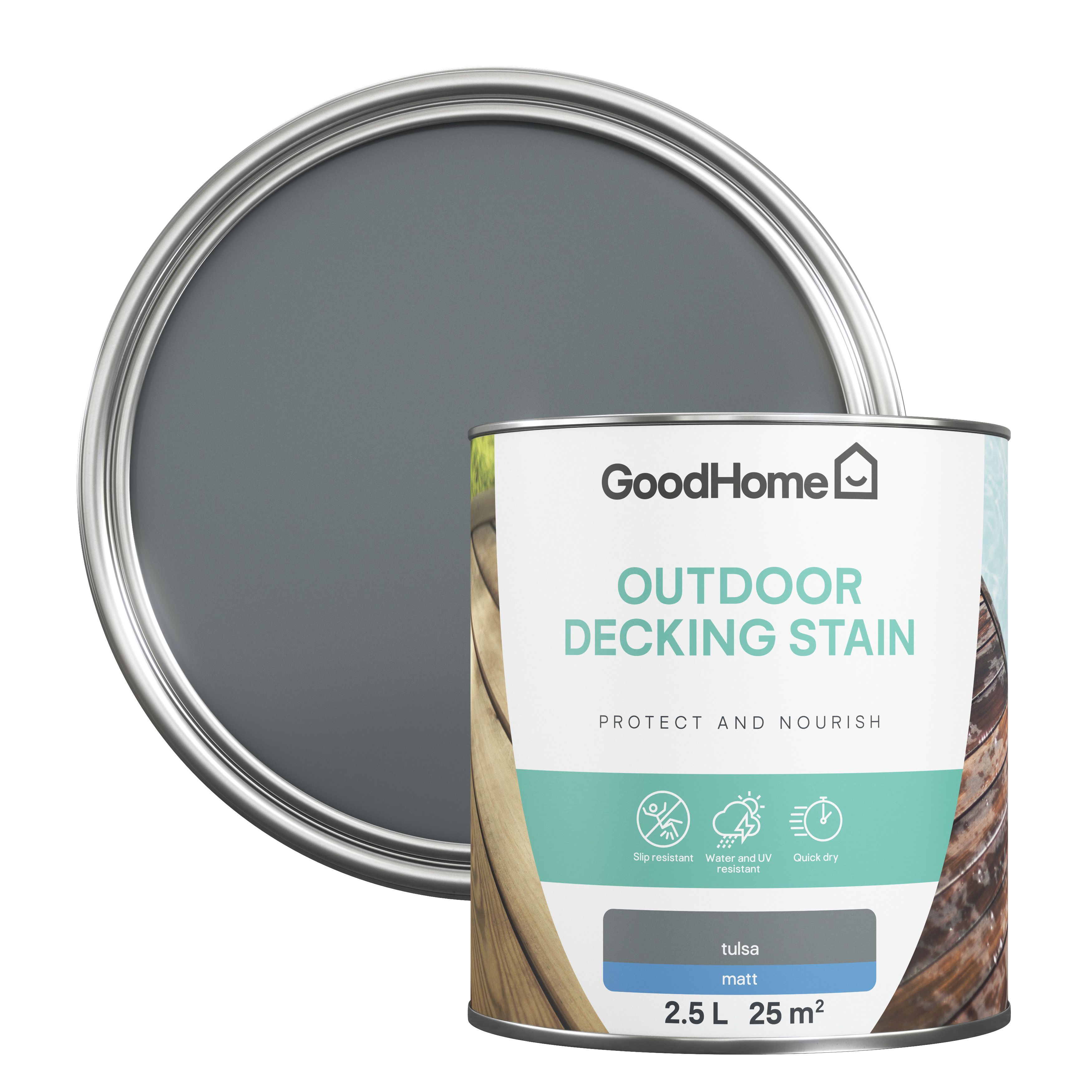 GoodHome Tulsa Matt Quick Dry Decking Wood Stain, 2.5L Price Comparisons | Compare The Build