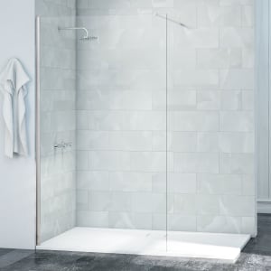 Nexa By Merlyn 8mm Chrome Frameless Wet Room Shower Screen with 1m Bracing Bar - 2015 x 1100mm Price Comparisons | Compare The Build