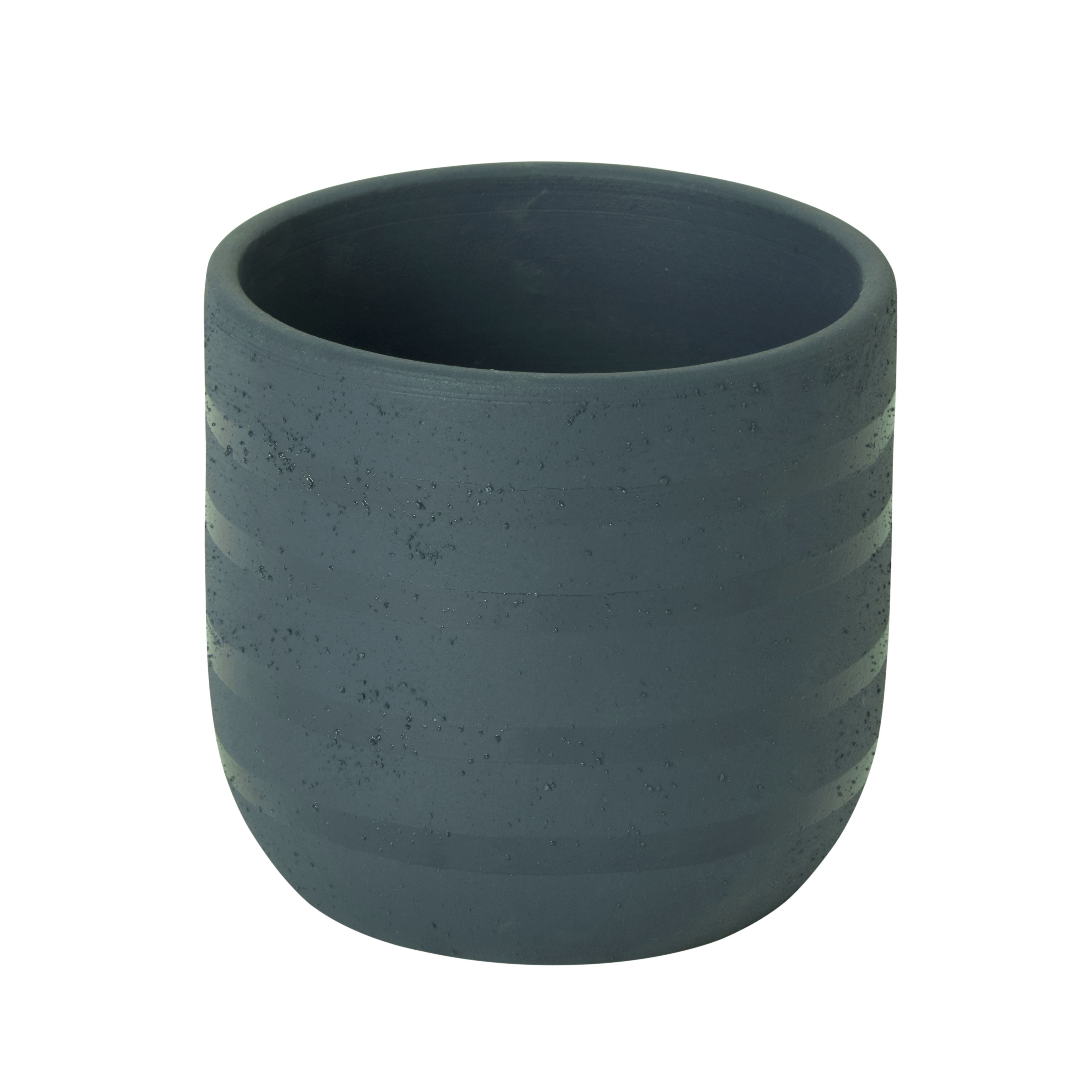 GoodHome Blue Coral Clay Striped Round Plant Pot (Dia)10.2Cm | Compare The Build