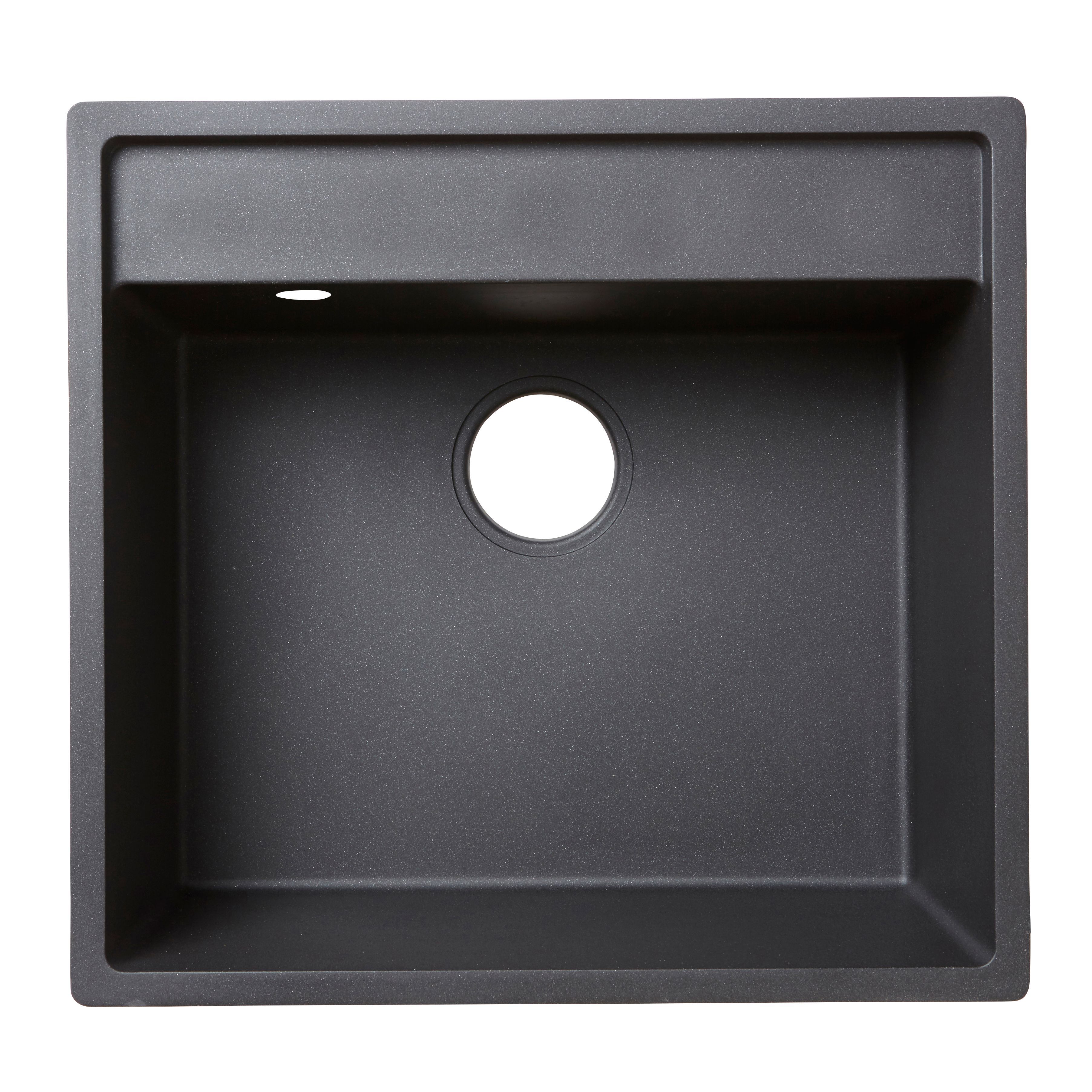 Cooke & Lewis Hirase Black Granite Rectangular 1 Bowl Composite Sink (W)500mm | Compare The Build