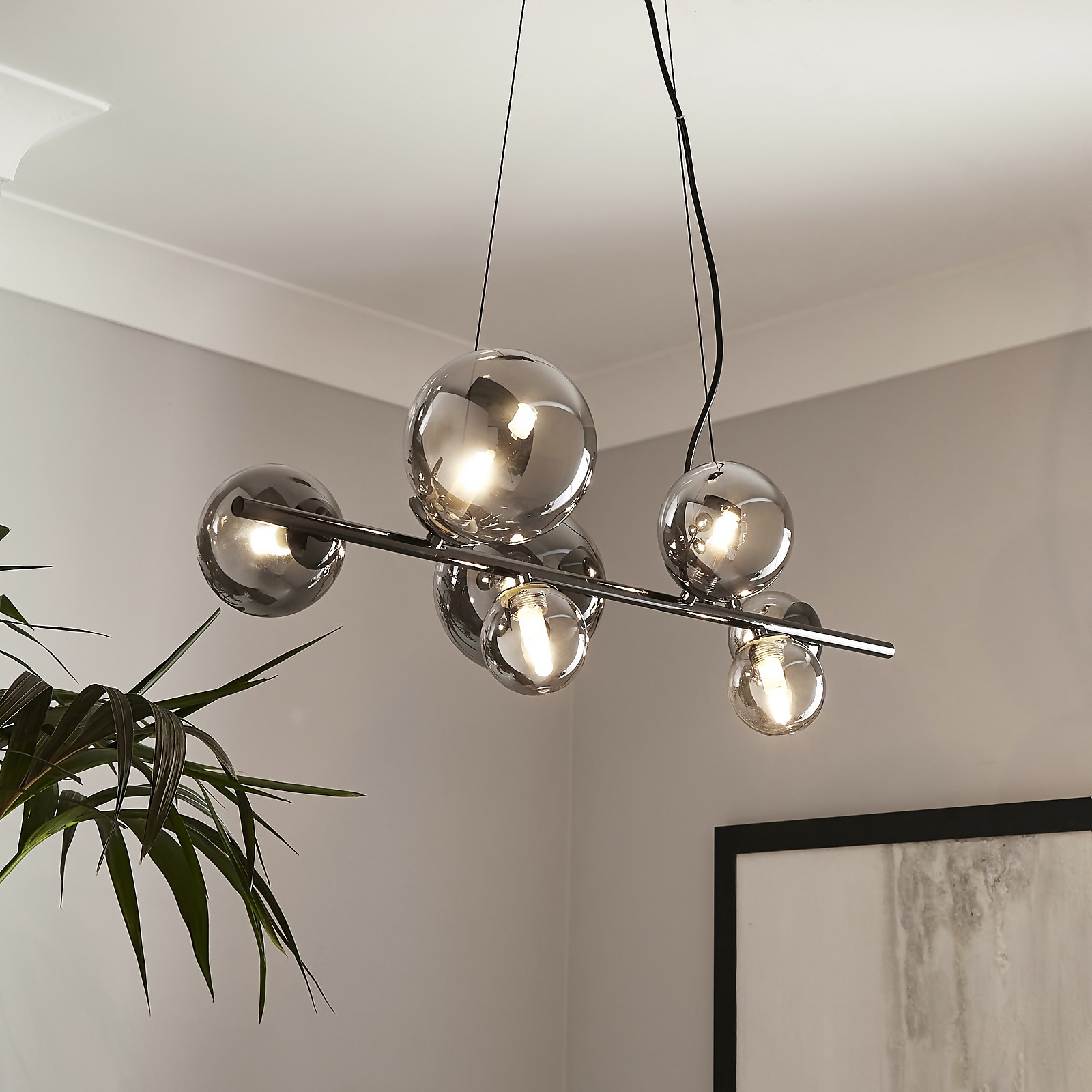 Orb II 7 Light Diner Pendant - Black Chrome Smoke Price Comparisons | Compare The Build