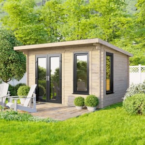 Power Sheds 12 x 8ft Left Hand Door Pent Notched Logs Log Cabin Price Comparisons | Compare The Build