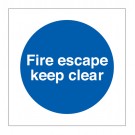 Rigid Plastic FIRE ESCAPE KEEP CLEAR Sign 90mm x 90mm Price Comparisons | Compare The Build