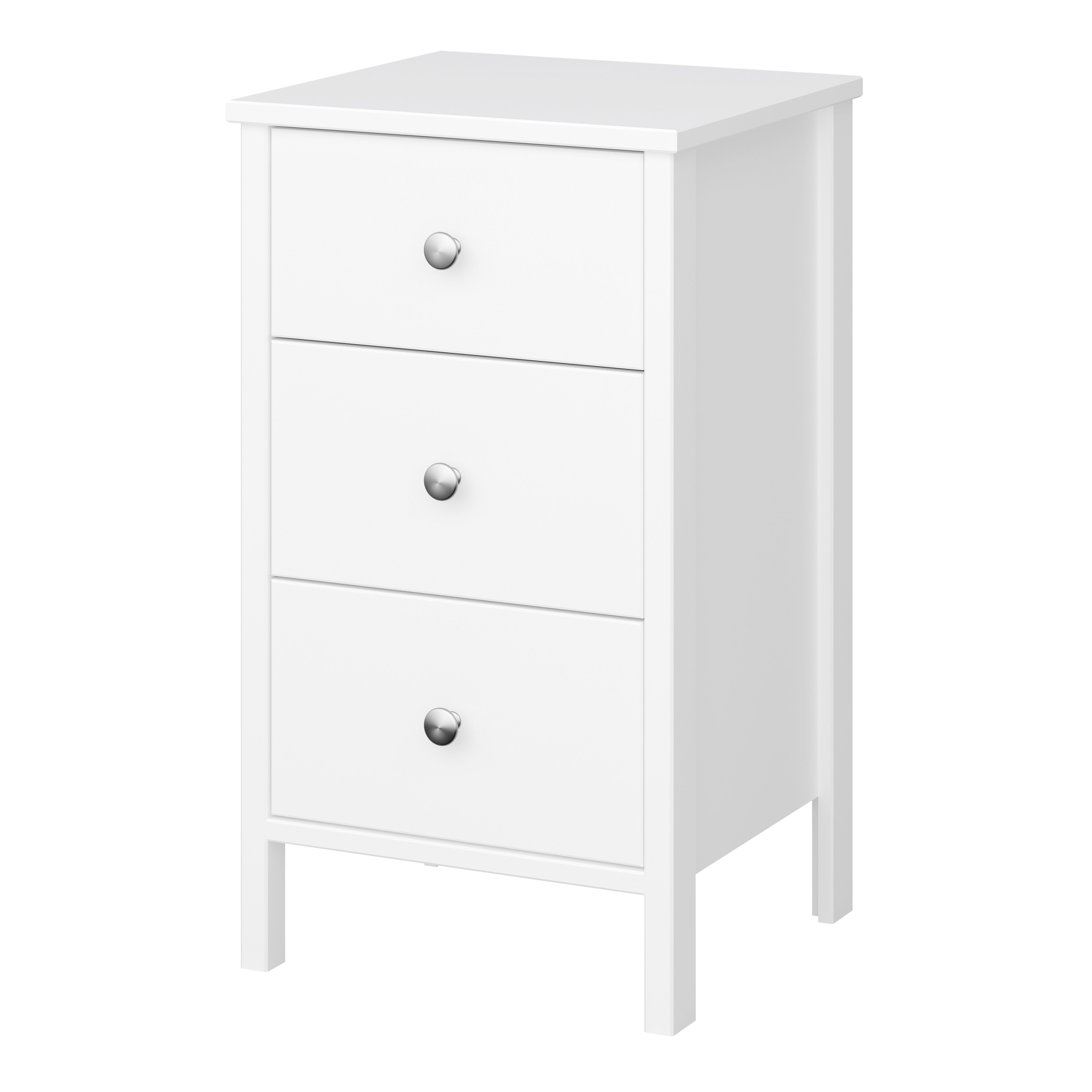 Valenca Satin White 3 Drawer Bedside Table (H)699mm (W)400mm (D)382.4mm Price Comparisons | Compare The Build
