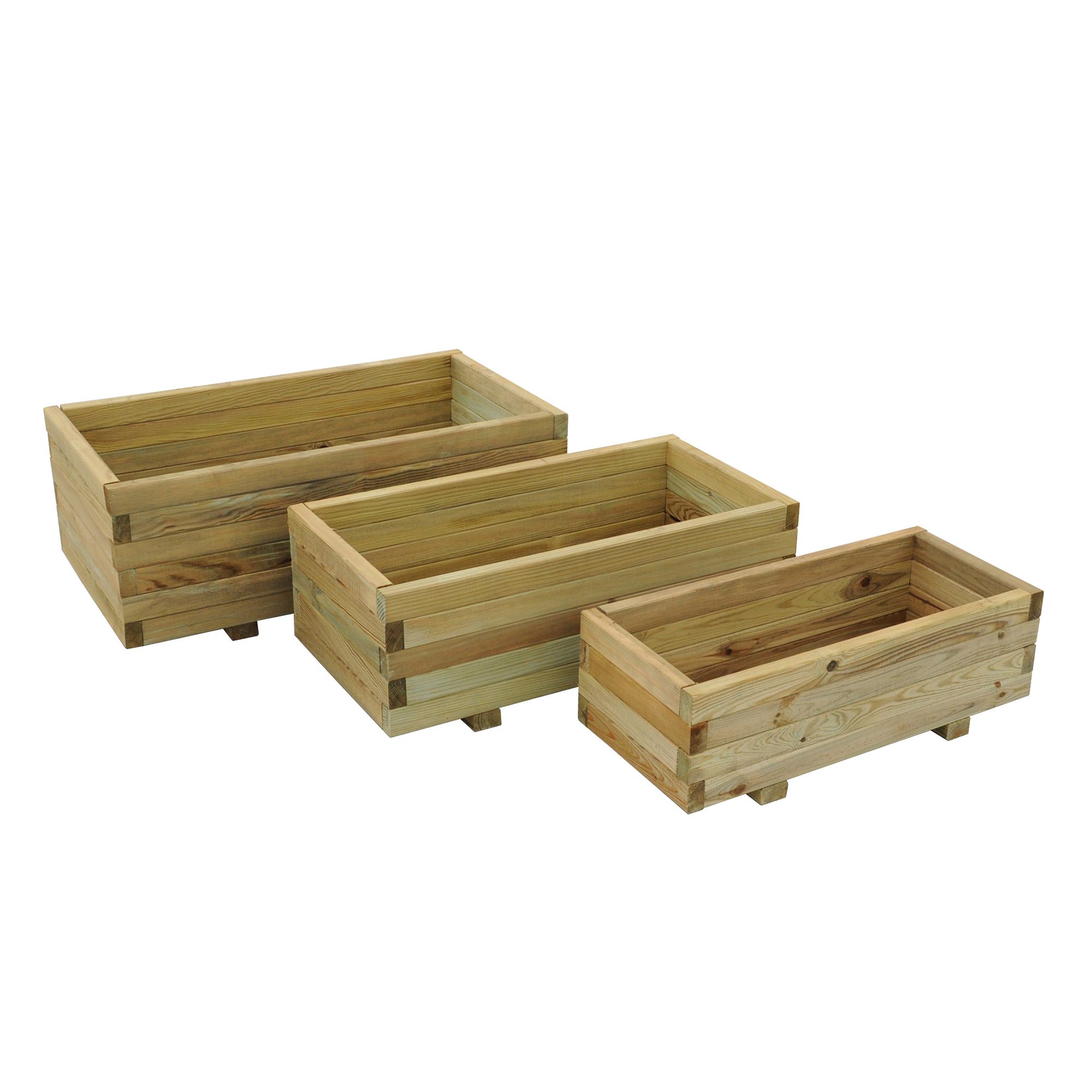 Forest Garden Durham Wooden Rectangular Planter 90Cmx50Cm, Pack Of 3 | Compare The Build