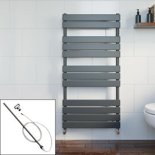 DuraTherm Dual Fuel Flat Panel Heated Towel Rail - 1200 x 600mm - Manual Anthracite Price Comparisons | Compare The Build