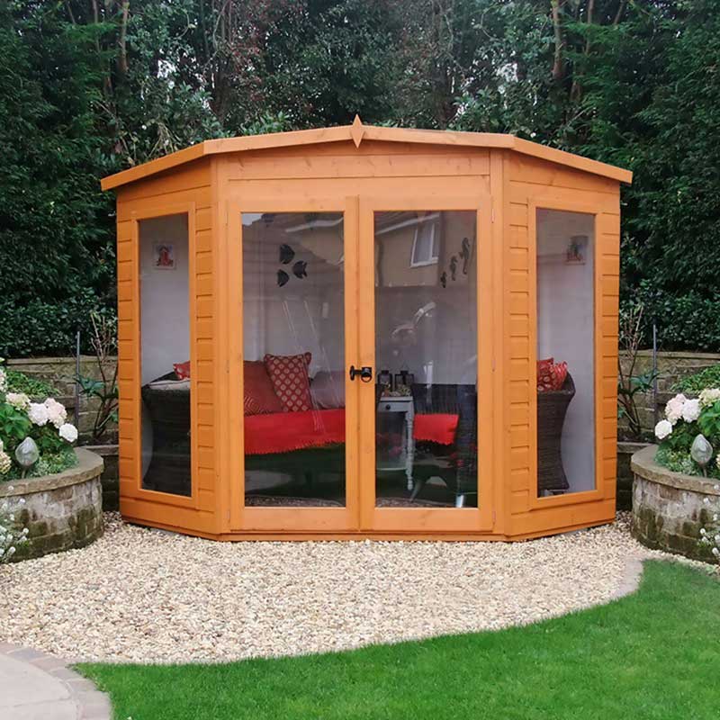 8' x 8' Shire Barclay Corner Wooden Summerhouse Price Comparisons | Compare The Build