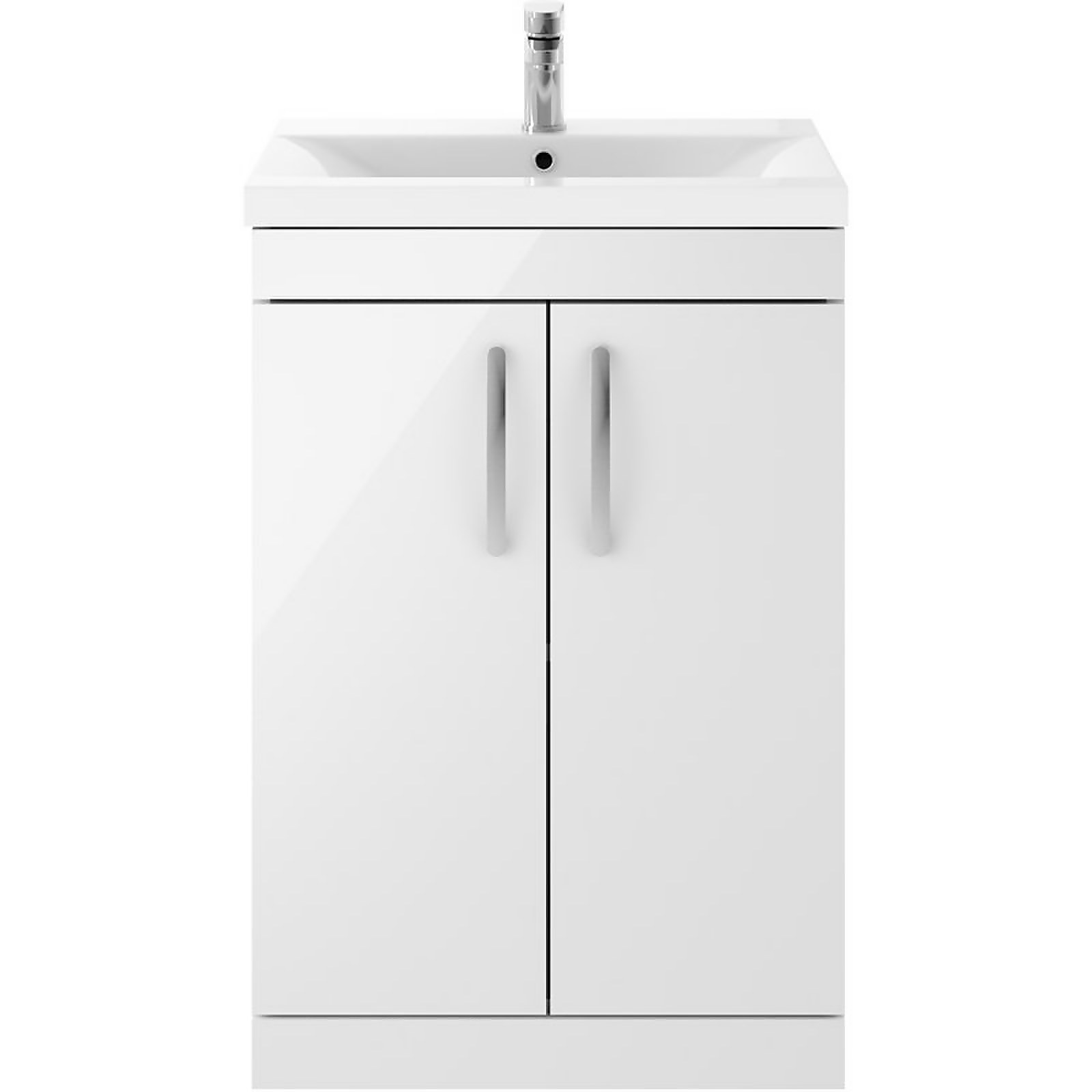 Balterley Rio 600mm Freestanding 2 Door Vanity With Basin 1 - Gloss White | Compare The Build