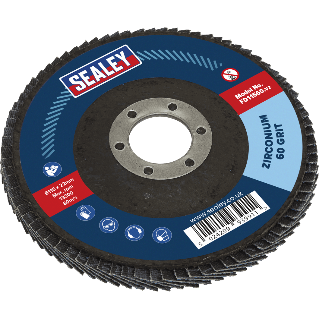 Sealey Zirconium Abrasive Flap Disc 115mm 60g Pack of 1 Price Comparisons | Compare The Build