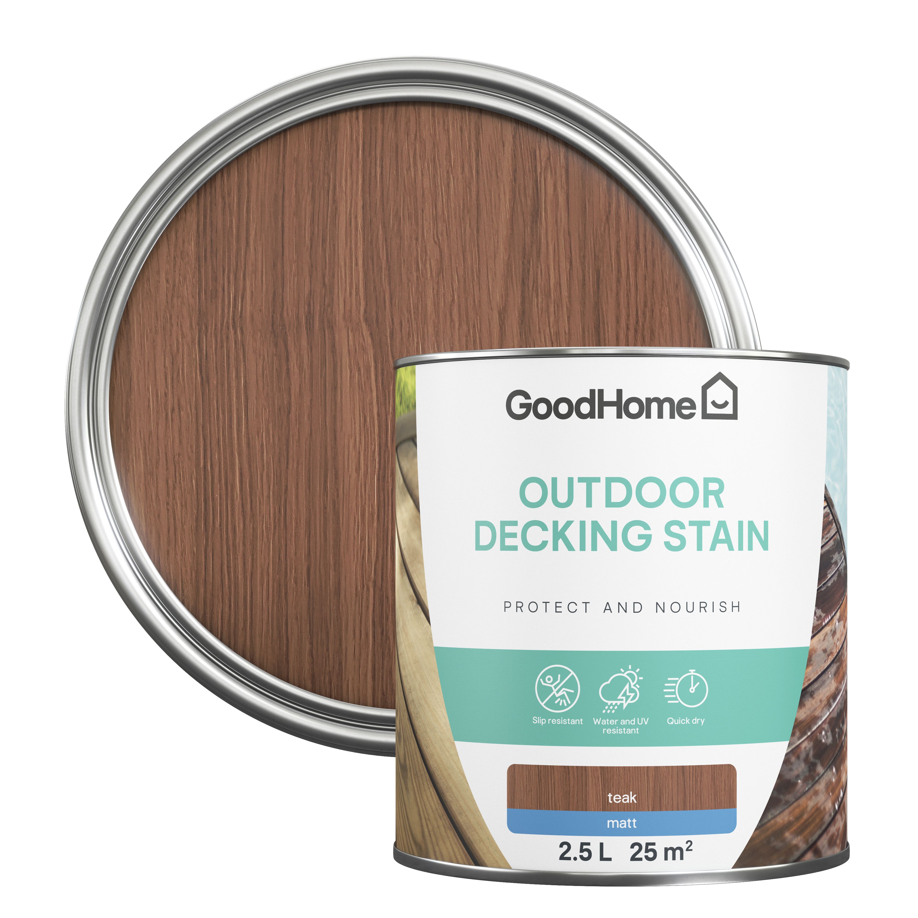 GoodHome Teak Matt Quick Dry Decking Wood Stain, 2.5L Price Comparisons | Compare The Build