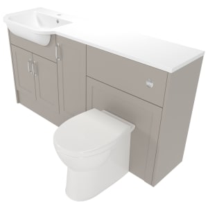 Deccado Padworth Soft Suede Left Hand 1500mm Fitted Vanity & Toilet Pan Unit Combination with Left Hand Basin Price Comparisons | Compare The Build