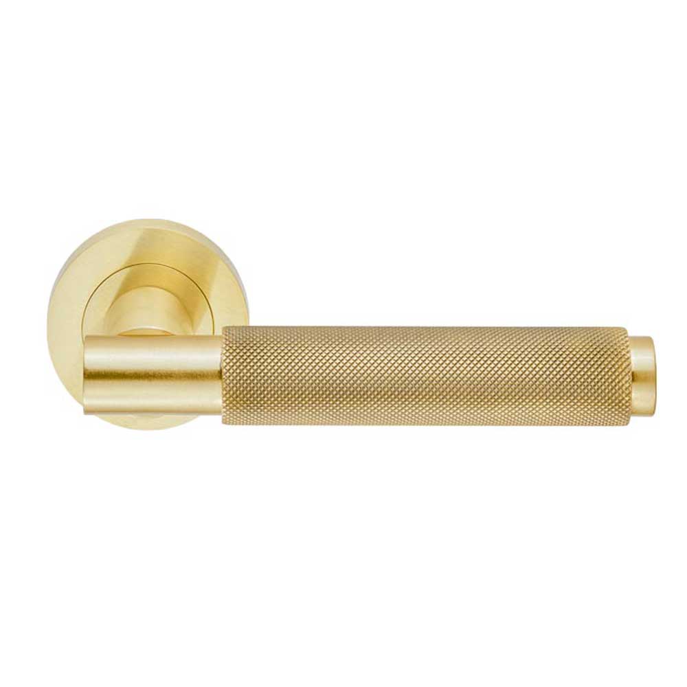 Varese Knurled Lever On Rose Door Handle Satin Brass Price Comparisons | Compare The Build