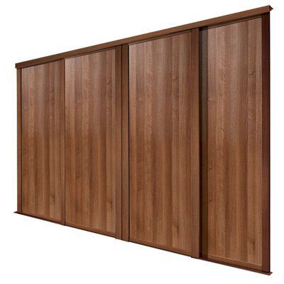 Spacepro Shaker Natural Walnut Effect Sliding Wardrobe Door (H)2223mm (W)610mm, Pack Of 4 Price Comparisons | Compare The Build