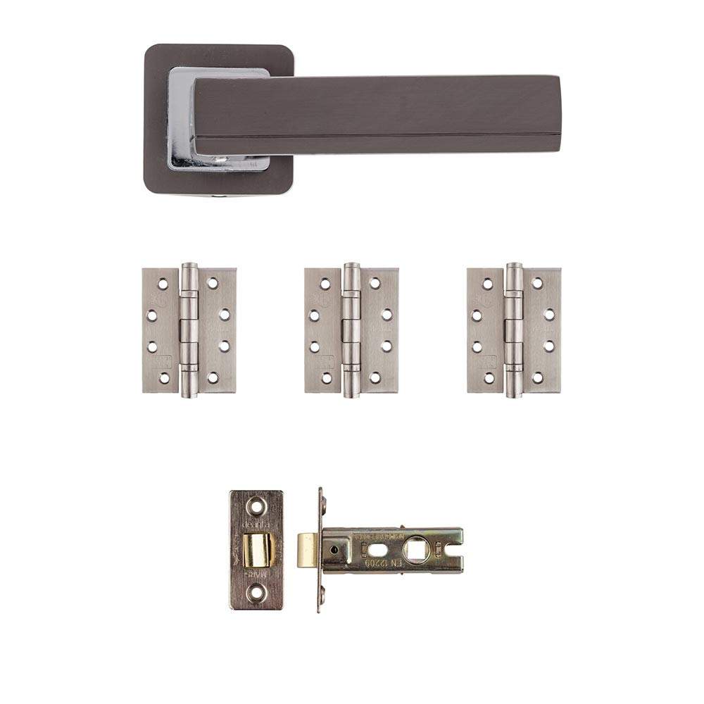 Deanta Invictus Matt Satin Black Latch Door Handle Kit - 102mm x 76mm x 3mm Hinges INVLAK102 Price Comparisons | Compare The Build