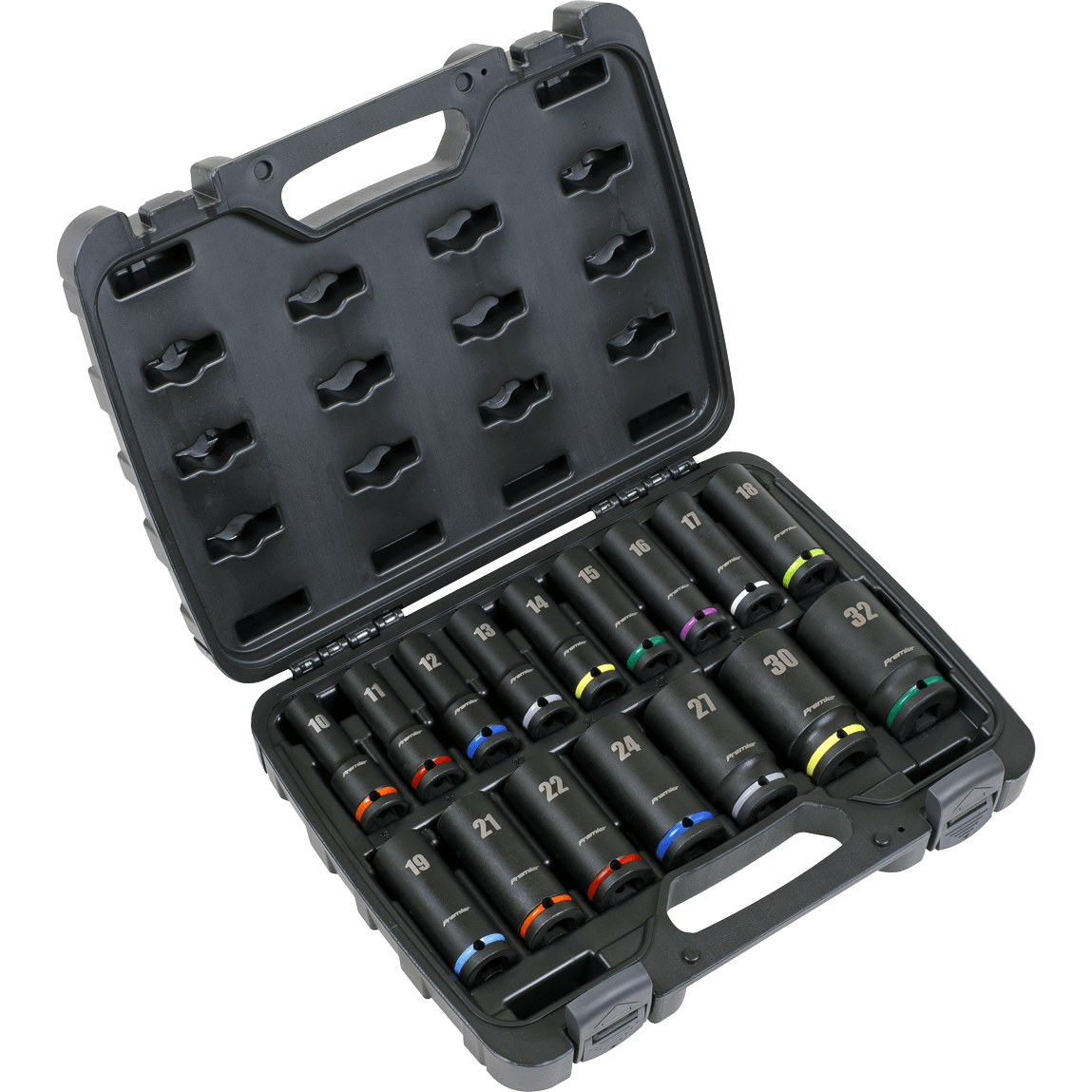 Sealey 16 Piece 1/2" Drive Deep Colour Coded Hexagon Impact Socket Set 1/2" | Compare The Build