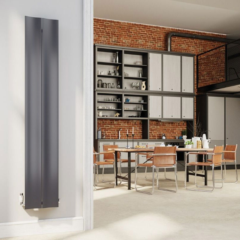 DQ Ruvo Vertical Designer Aluminium Radiator, Anthracite, 1800mm x 635mm | Compare The Build