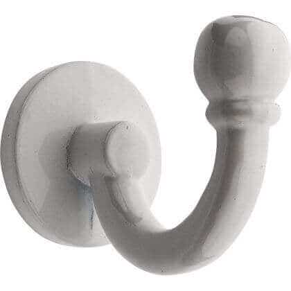 White Screw-in Ball End Single Robe Hook - Wall/Door Moutable - Decohooks Price Comparisons | Compare The Build