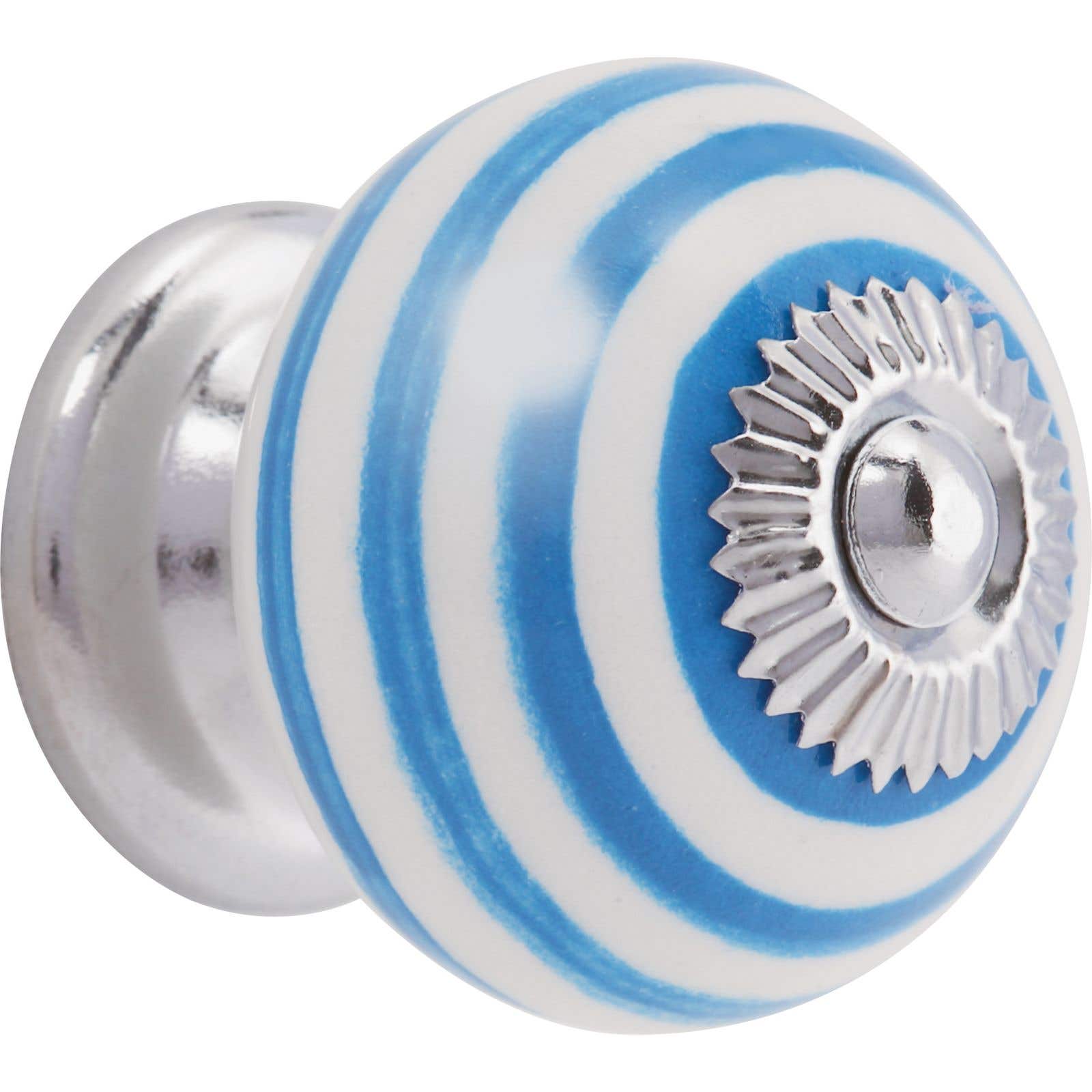 Swirl Ceramic Cabinet Knob - Sky Blue and White 40mm Price Comparisons | Compare The Build