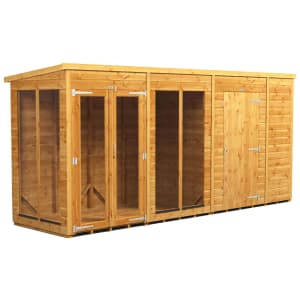 Power Sheds 14 x 4ft Pent Shiplap Dip Treated Summerhouse - Including 6ft Side Store Price Comparisons | Compare The Build