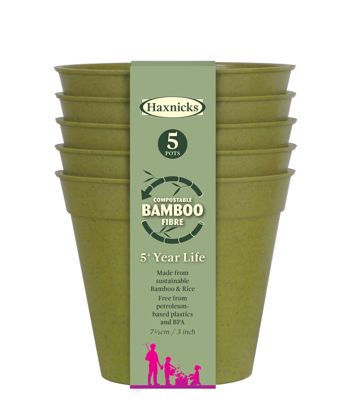 Haxnicks Sage Green Bamboo Round Plant Pot (Dia)7.5Cm, Pack Of 5 Price Comparisons | Compare The Build