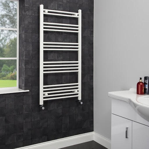 Dual Fuel White Heated Towel Rail 1200x 600mm with Element - Flat Thermostatic Price Comparisons | Compare The Build