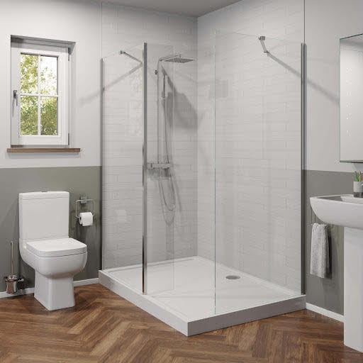 Luxura Walk In Shower Enclosure 1400 x 900mm - 900 & 800mm Screens, Return & Tray (Right Entry) 6mm Price Comparisons | Compare The Build