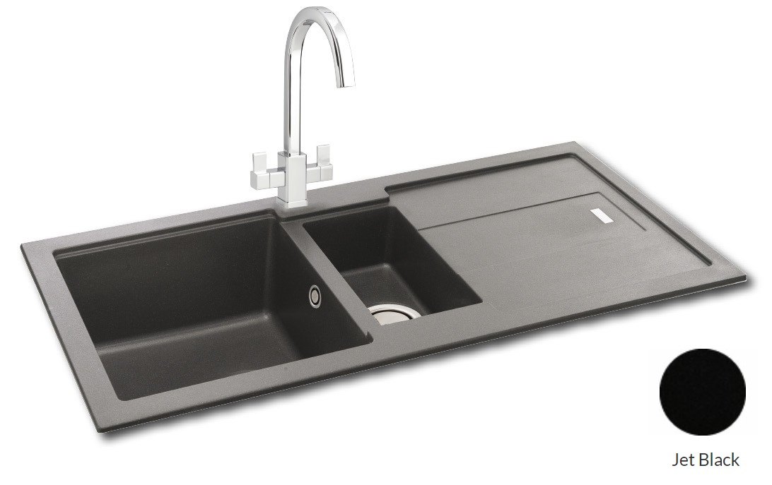 Carron Phoenix Bali 1.5 Bowl Inset Jet Black Composite Granite Kitchen Sink Price Comparisons | Compare The Build