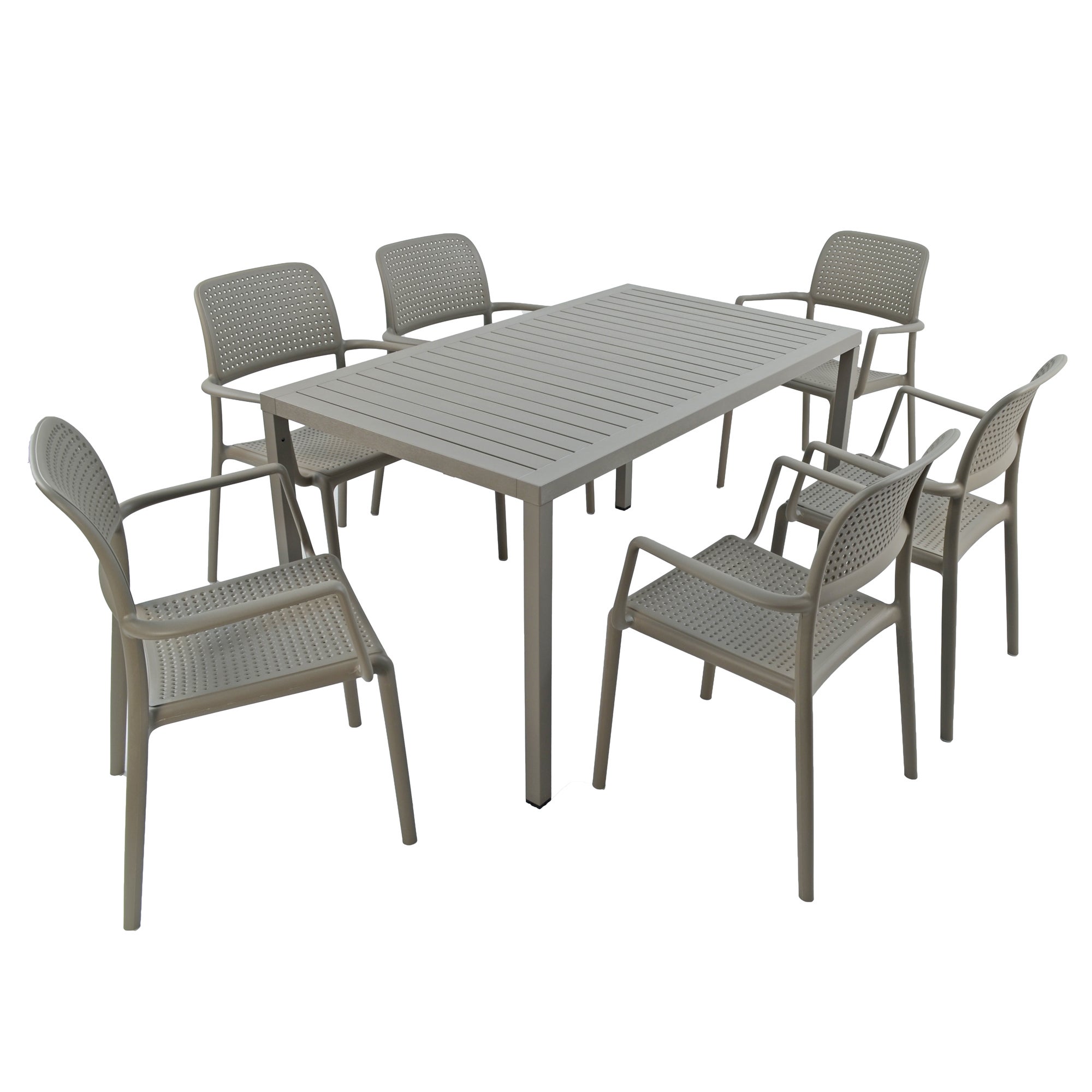 Cube Dining Table with 6 Bora Chair Set Turtle Dove Natural | Compare The Build