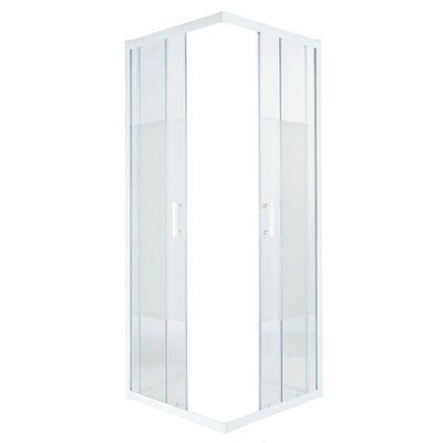 Cooke & Lewis Onega Square Frosted Effect Shower Shower Enclosure With Corner Entry Double Sliding Door (W)900mm (D)900mm Price Comparisons | Compare The Build