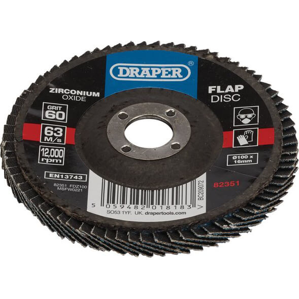 Draper Zirconium Oxide Flap Discs 100mm 60g Pack of 1 Price Comparisons | Compare The Build