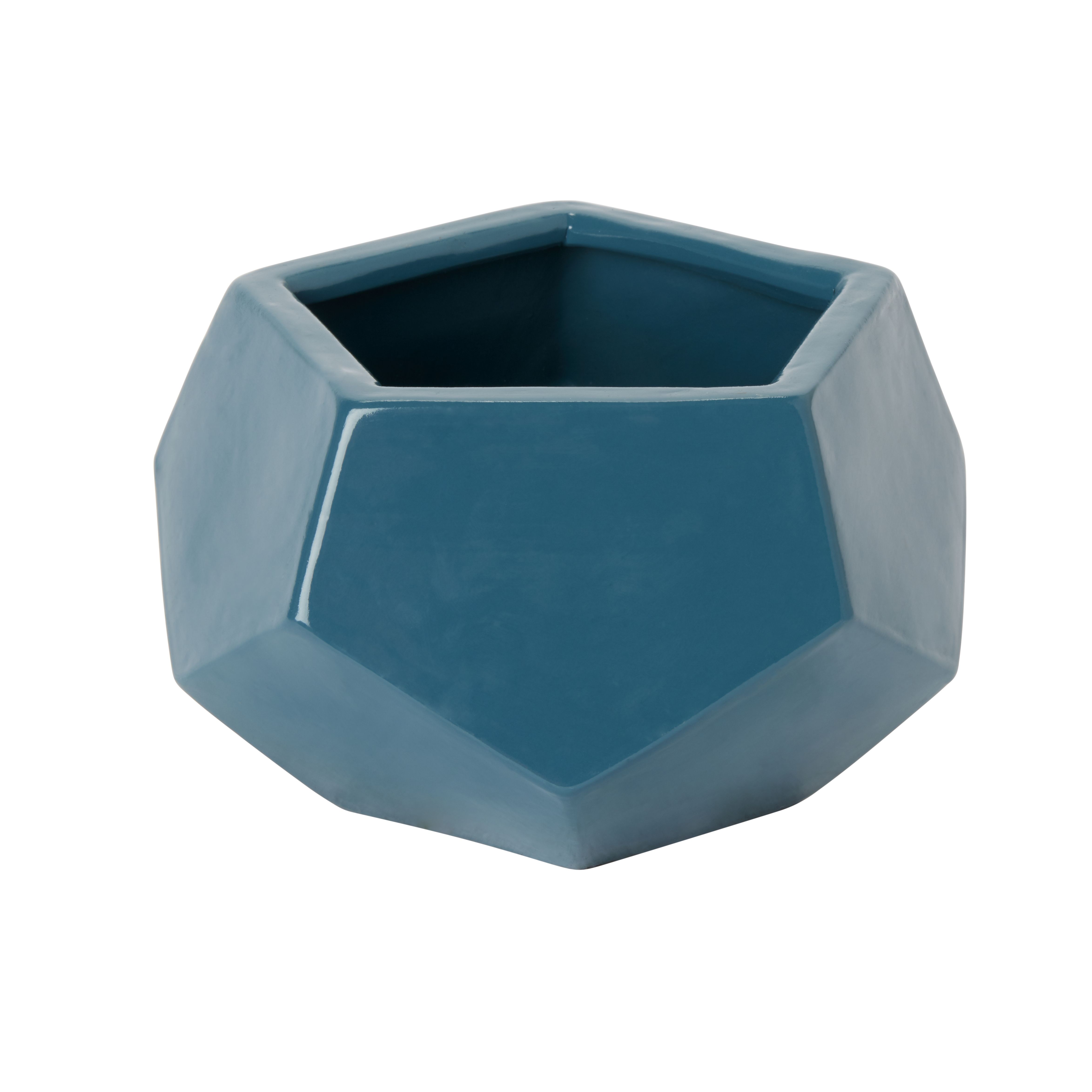 GoodHome Blue Coral Clay Geometric Plant Pot (Dia)15.5Cm Price Comparisons | Compare The Build