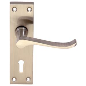 Victorian Scroll Satin Nickel Lock Door Handle - 1 Pair | Compare The Build