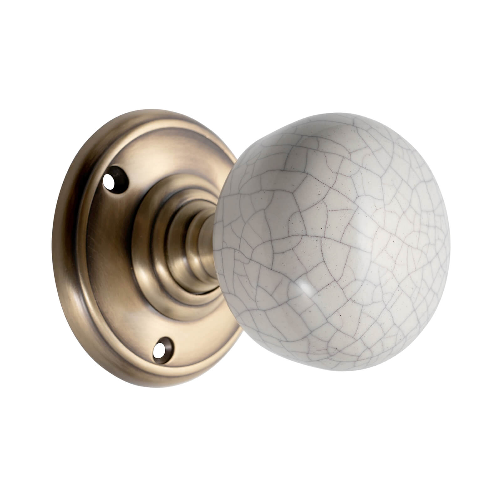 Sandleford Pittville Ceramic Mortice Knob Set - Cream Crackle & Antique Brass | Compare The Build