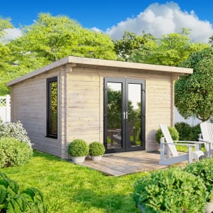 Power Sheds 12 x 12ft Central Doors Pent Log Cabin Price Comparisons | Compare The Build