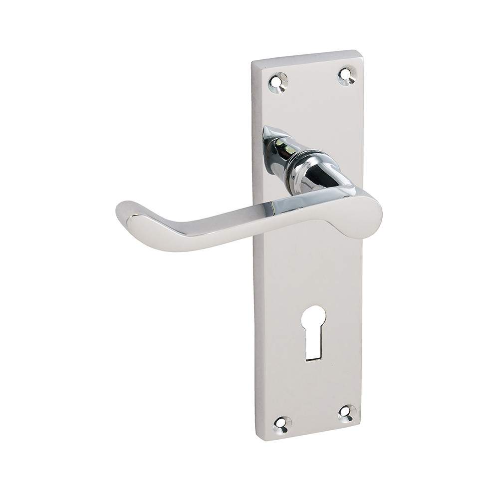 Eclipse Victorian Scroll Polished Chrome Lever on Backplate Door Handle - Lock 31315 | Compare The Build