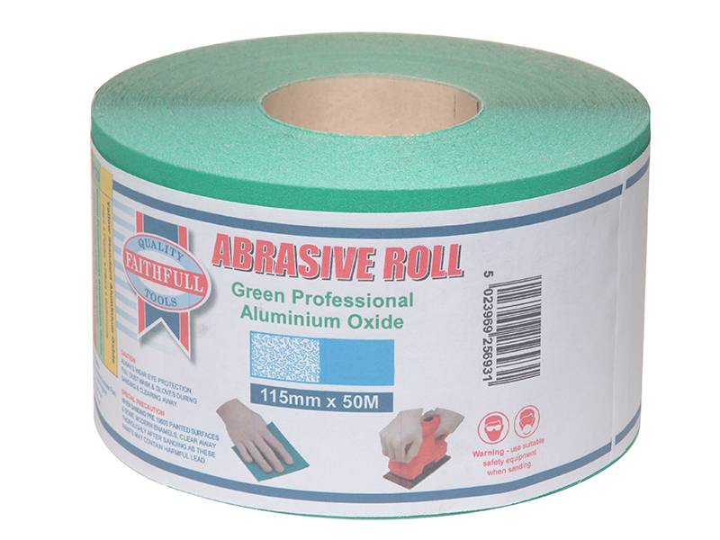 Faithfull FAIAR11540G Aluminium Oxide Sanding Paper Roll Green 115mm x 50m 40G Price Comparisons | Compare The Build