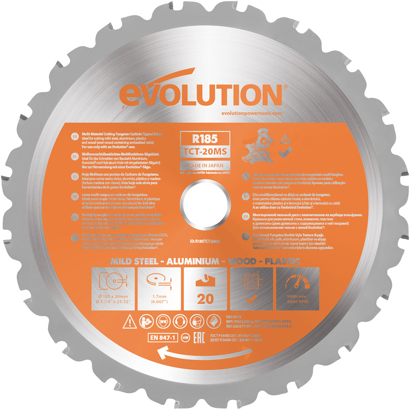 Evolution R185TCT-20MS Multi-Material Mitre Saw Blade 185mm x 20T Plastic Price Comparisons | Compare The Build